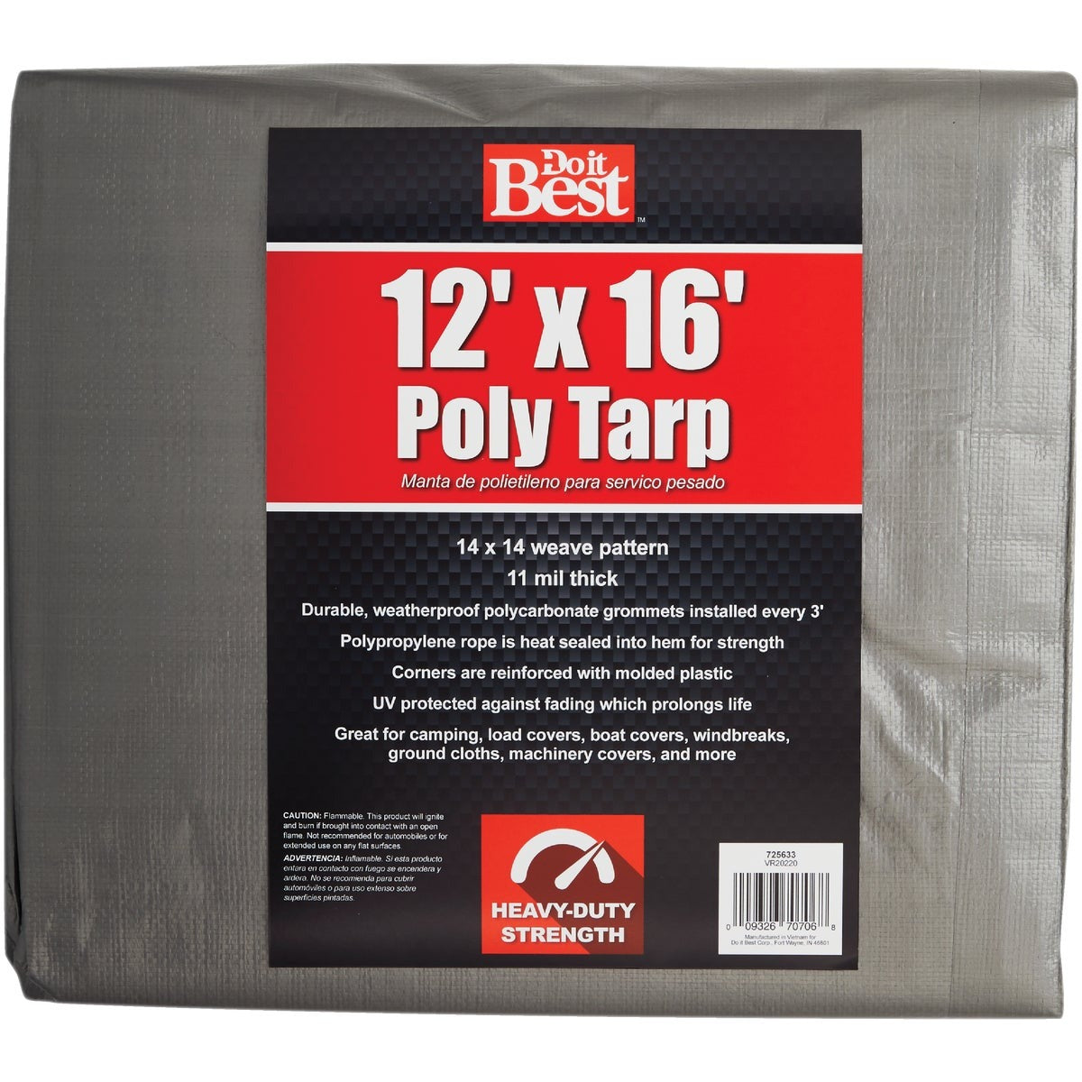 BSC PREFERRED Bsc Preferred 725633 Heavy Duty Silver Tarp 12x16