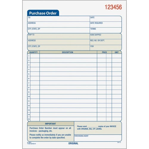 TOPS Tops TOP46140 Purchase Order Book 50 Sets 5.5x8