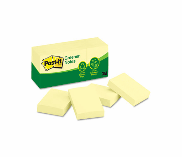 3M 3M MMM653RPYW Post-it Greener Notes 1-1/2 x 2 inches (12 pack)