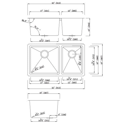 DAKOTA Dakota Plumbing Products GSM-6040 Undermount Kitchen Sink