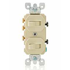 Leviton 5241-I Duplex Style Single-Pole/3-Way AC Combination Switch 15 Amp 120/277 Volt