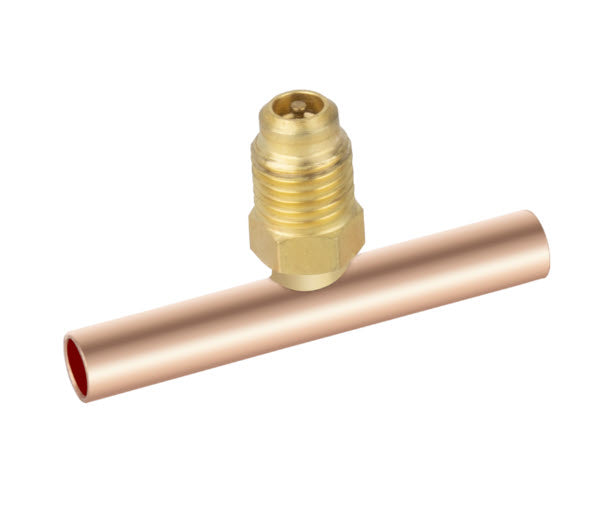 NAVAC F1003 Slip Fit Copper Braze Tee, 5/16 x 3/8 in Nominal, ODS x ODF End Style, Copper/Brass