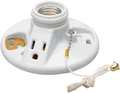 LEGRAND Pass Seymour 288CC18 Porcelain Lampholder with Outlet 250W 125V