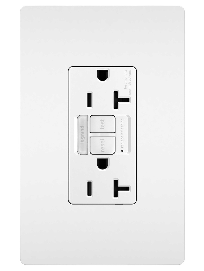 Pass & Seymour 2097NTLTRW Self-Test Tamper-Resistant GFCI with Nightlight 20A 125V