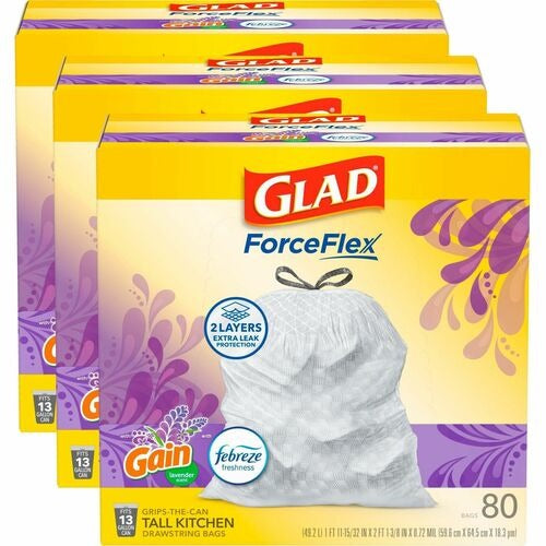 CLOROX Clorox CLO78902CT 13 Gal Drawstring Trash Bags Lavender 3CT