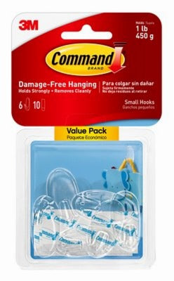 3M 3M Company 17092CLR-6ES Command Clear Small Hook 6 Pack