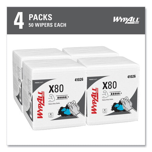 KIMBERLY-CLARK Kimberly-Clark KCC41026 WypAll X80 Quarter-Fold Towels 12.5 x 13 (50/Pack, 4 Packs/Case)