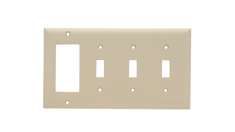 Legrand SP326I Pass & Seymour Combination Wall Plate, 3 Toggle / 1 Decorator, Standard - Ivory