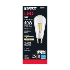 SATCO S21361 Lumos 40W 5W Dimmable LED Medium E-26 Bulb