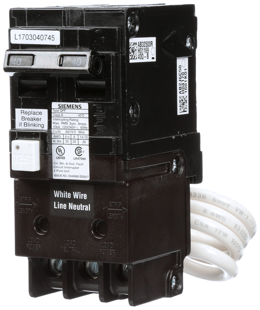 Siemens QF240A Ground Fault Circuit Interrupter 40A 120/240 VAC 10kA