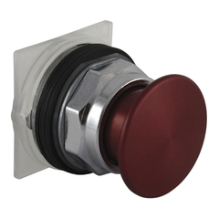 Square D 9001KR9RM94 30 mm Red Body Chrome Plated Metal Bezel 2-Position Mushroom Non-Illuminated Push-Pull Operator