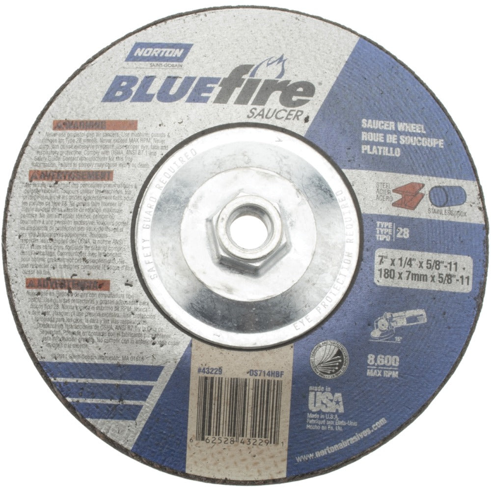 NORTON Norton 66252843229 Type 28 Grinding Wheel 7in 24 Grit