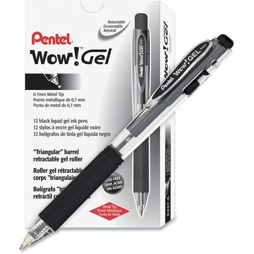 PENTEL Pentel PENK437A Gel Pen 0.7mm Black Ink Dozen Pack