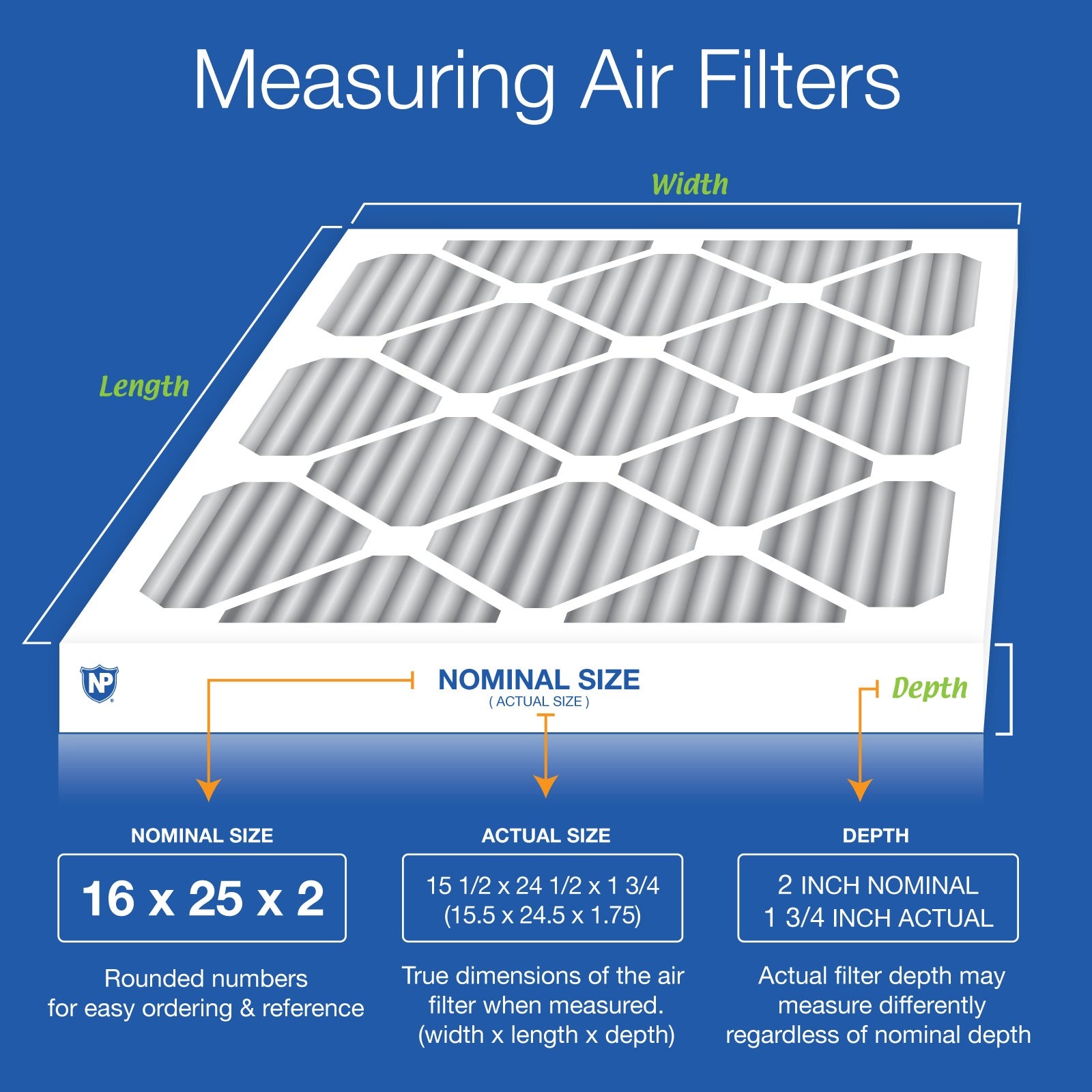 NORDIC PURE Nordic Pure 16x25x2PM12C-3 Merv 12 Carbon Air Filter 3 Pack