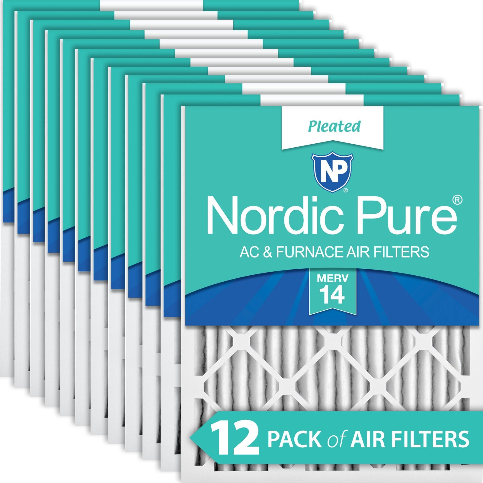 NORDIC PURE Nordic Pure 12x25x2M14-12 Pleated Air Filter Merv 14