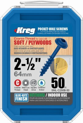 KREG Kreg Tool Company SML-C250B - 50 Pocket Hole Screws 50 Pack