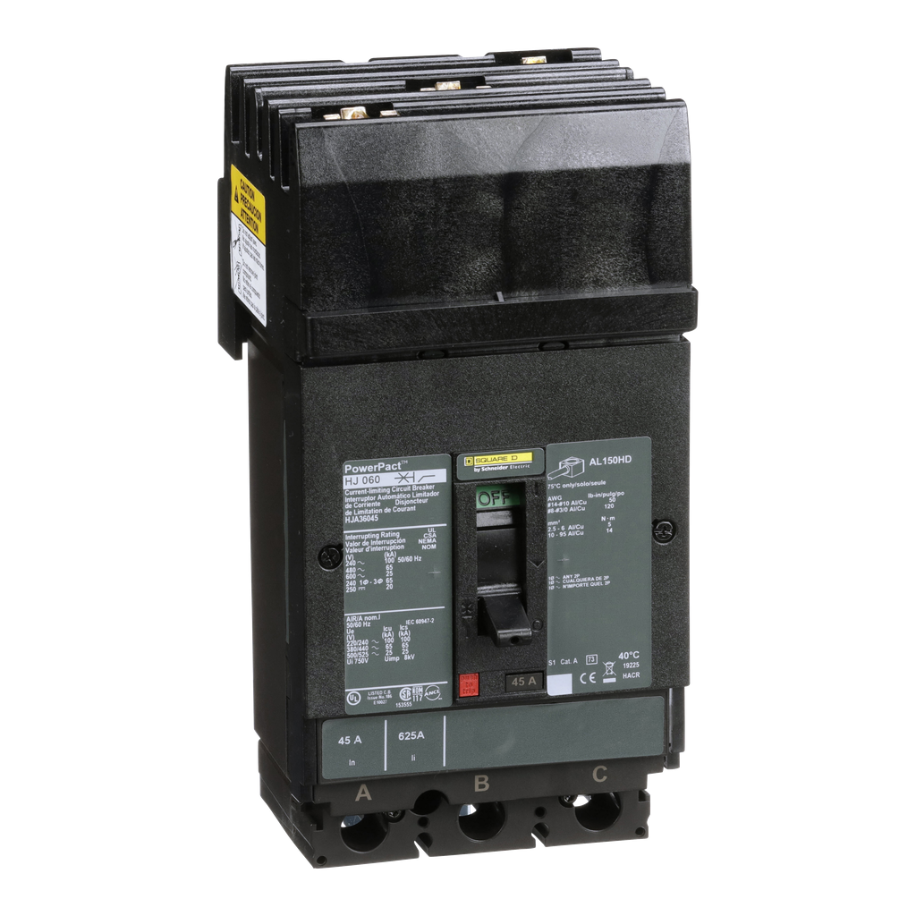 Square D HJA36045 Circuit Breaker 600 Volt 45 Amp Molded Case Circuit Breaker