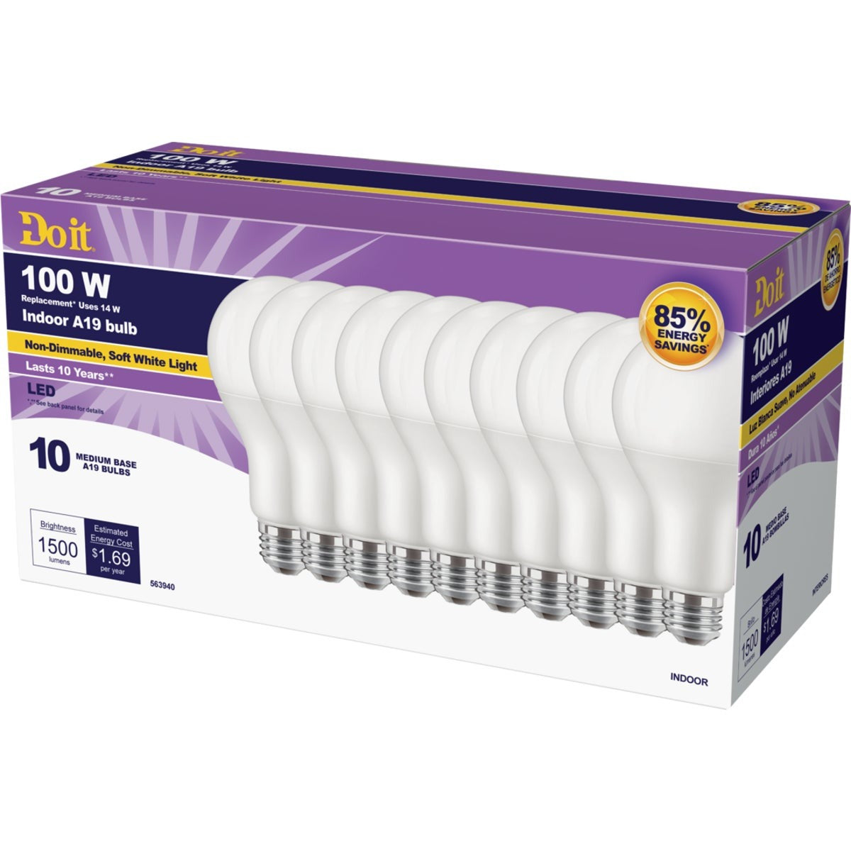 DO IT BEST Do It 362053 A19 Led Light Bulb 100W Equivalent 10 Pack