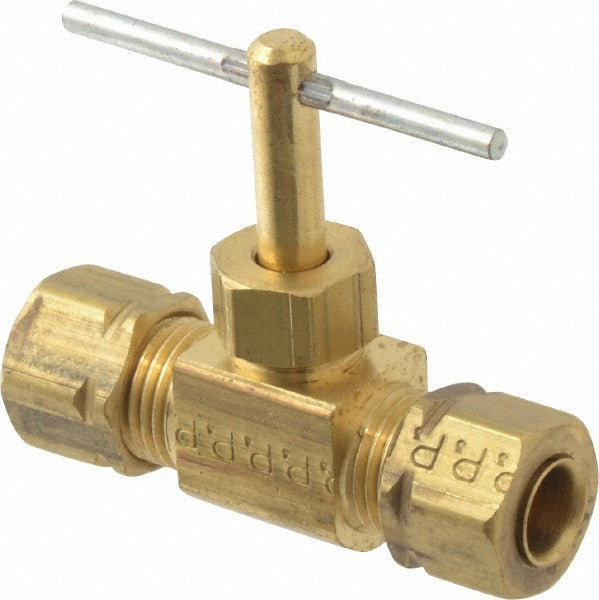 PARKER Parker NV105CA-4 Needle Valve 1/4 in Compression Brass 150 Psi
