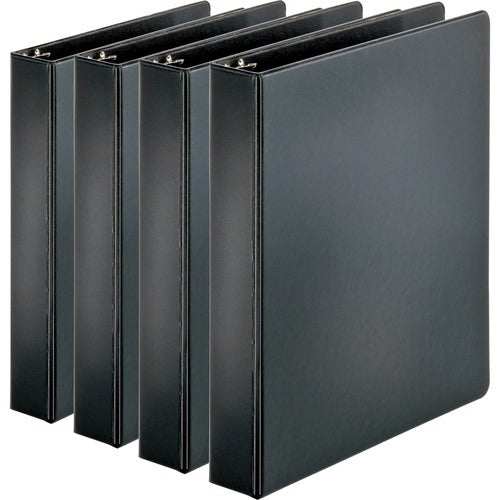 BUSINESS SOURCE Business Source BSN28552BD Round Ring Binder 1.5 in Black 4pk