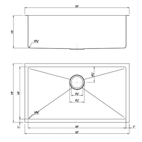 DAKOTA Dakota Plumbing Products DSM-3218 Undermount Kitchen Sink