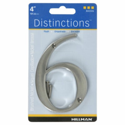 HILLMAN Hillman Fasteners 843326 Flush Mount House Number 6 Nickel 4in