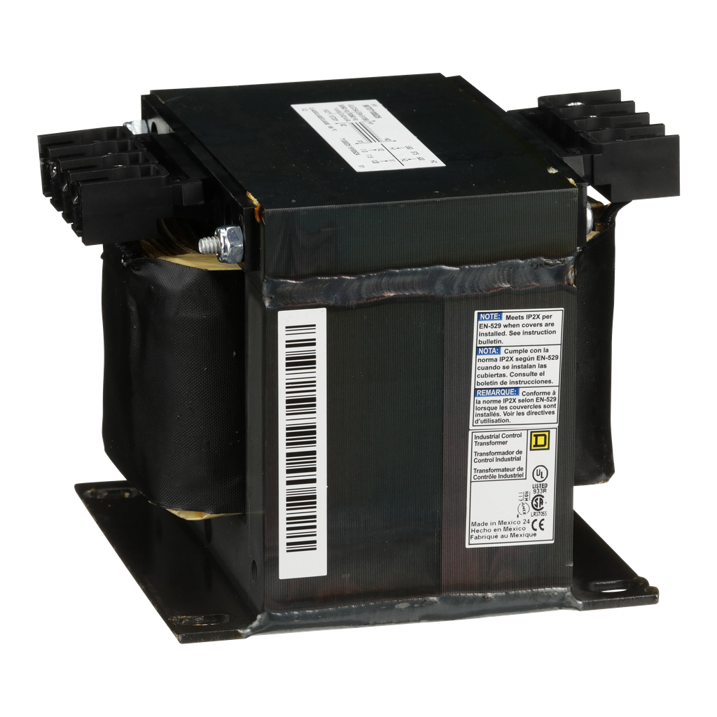 Square D 9070T1000D5 1000 VA 600 VAC Primary 120 VAC Secondary 1-Phase Control Transformer