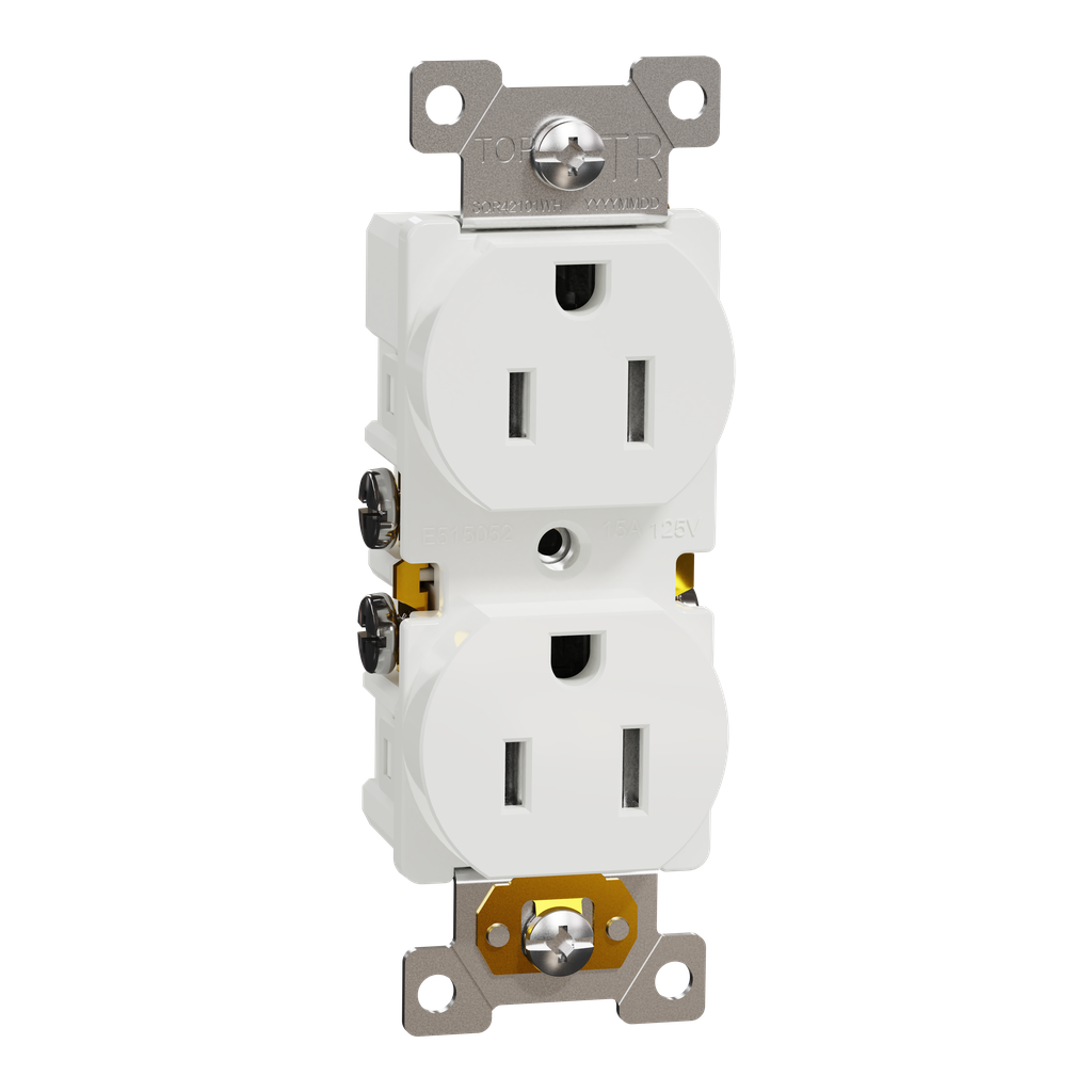 Square D SQR42103WH Socket-outlet, X Series, 15A, Standard, Duplex