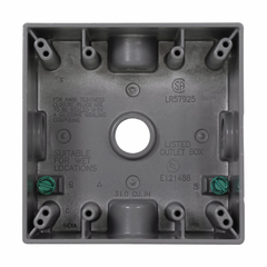 Crouse-Hinds TP7118 Weatherproof Outlet Box 30.5 Cu In Gray 2 Deep 5 Outlet Holes