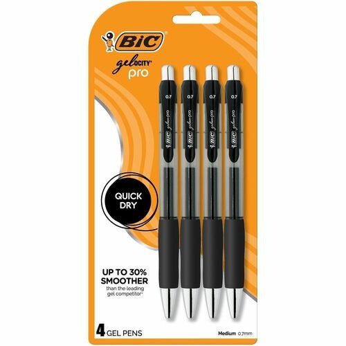 BIC Bic BICRPGLP4BLK Gelocity Pro Gel Pen Black Ink 4-pack