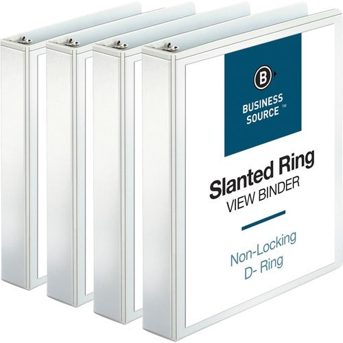 BUSINESS SOURCE Business Source BSN28441BD D-ring Binder 1.5 in White 4-pack