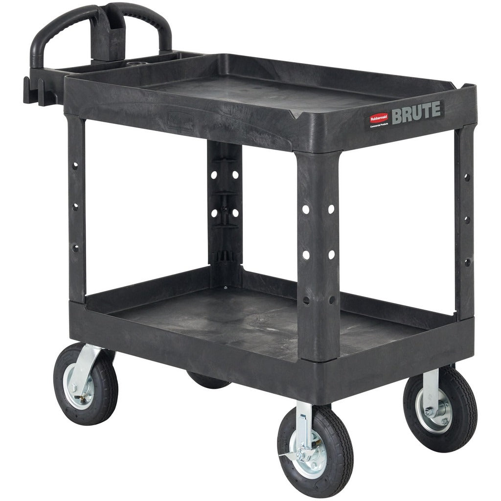RUBBERMAID Rubbermaid FG452010BLA 2-shelf Utility Cart 500 Lbs