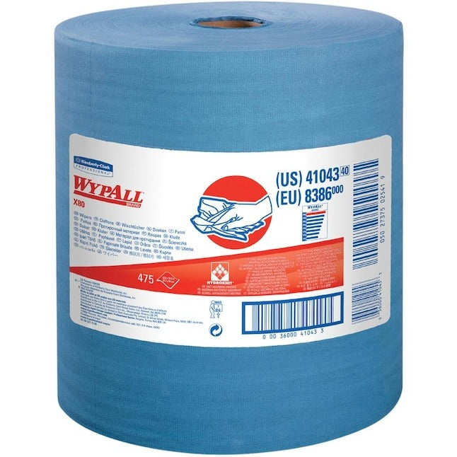 KIMBERLY-CLARK Kimberly-Clark KCC41043 Wypall PowerClean X80 heavy duty cloths jumbo roll 475 sheets (8347)