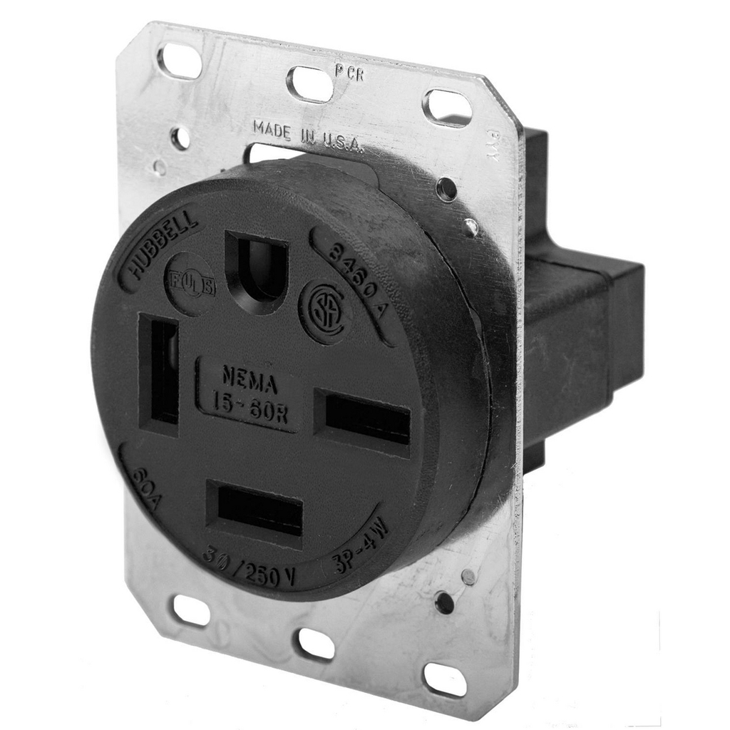 Hubbell HBL8460A 60 Amp 250 Volt 3-Pole 4-Wire NEMA 15-60R Black Single Straight Blade Receptacle