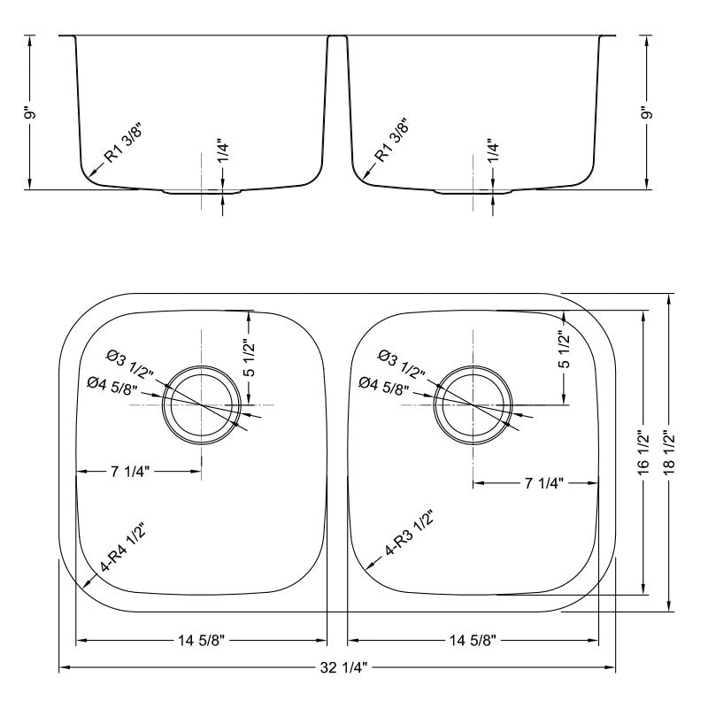 DAKOTA Dakota Plumbing Products DSR-5050 Undermount Kitchen Sink