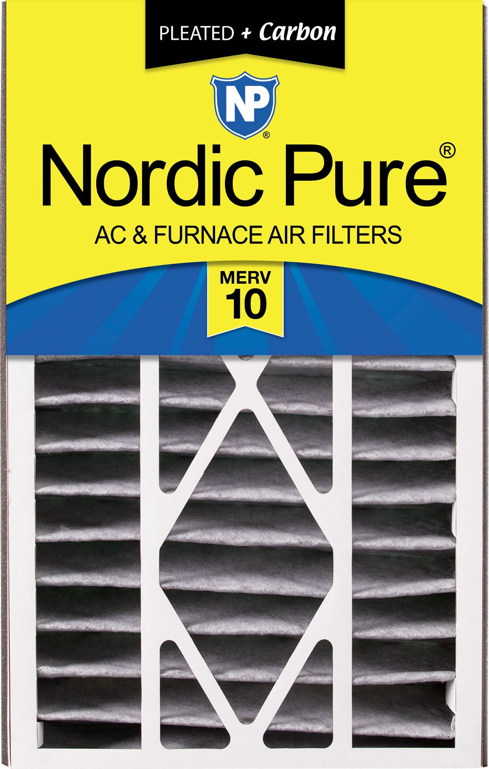NORDIC PURE Nordic Pure 16x25x5ABPM10C-1 Merv 10 Carbon Air Filter