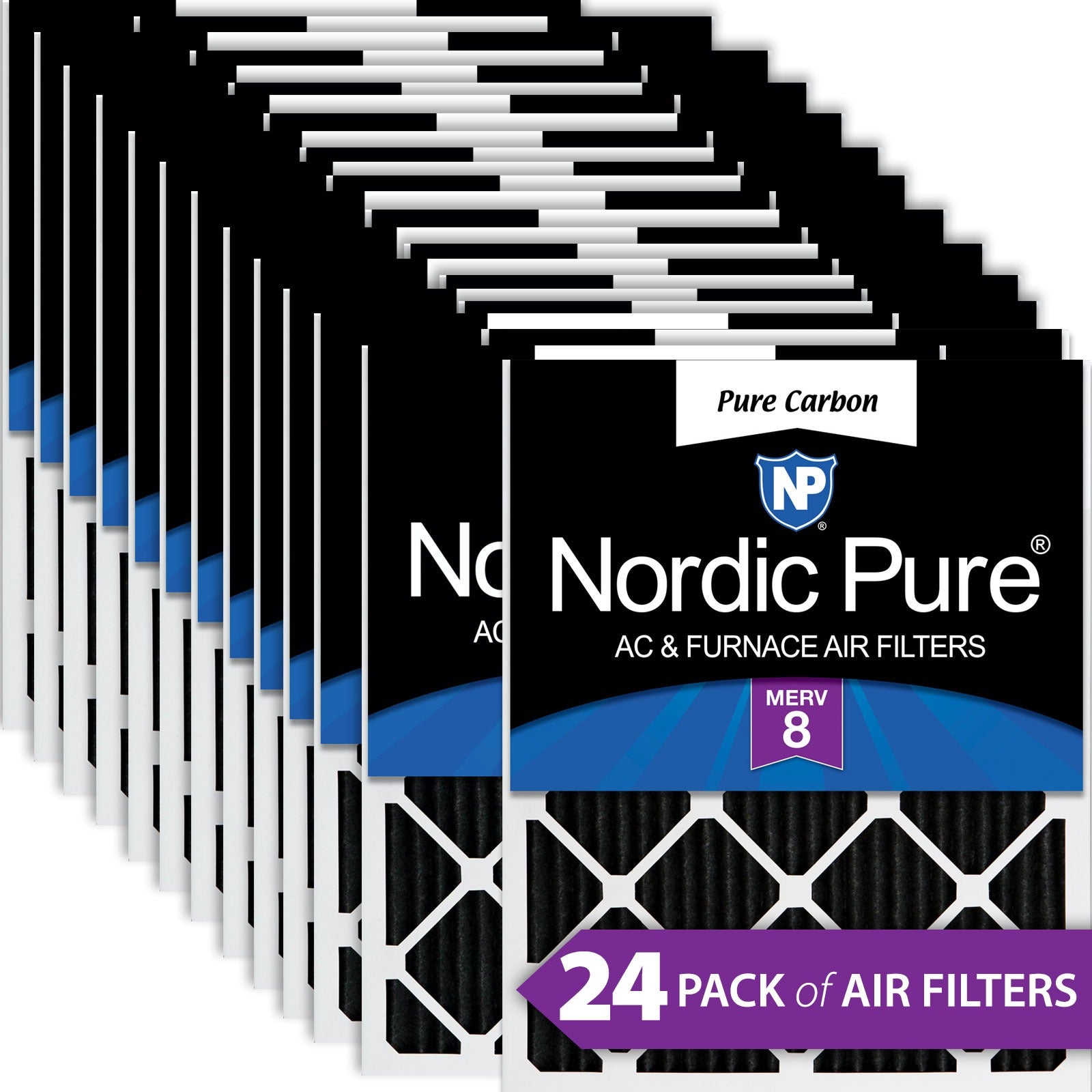 NORDIC PURE Nordic Pure 12x20x1PCP-24 Carbon Pleated Filter Merv 8 24 Pack