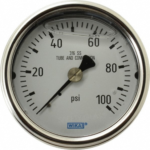 WIKA Wika 9832135 Pressure Gauge 0-100 Psi 2.5 in Dial Npt