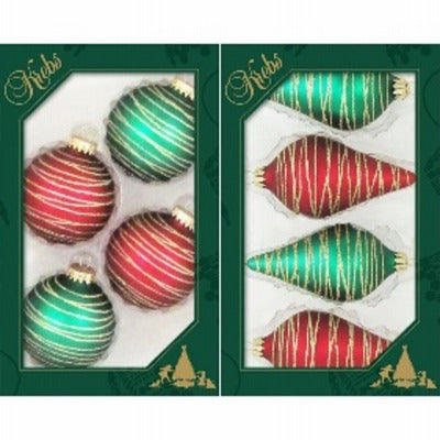 GERSON Gerson CBK500004A Glass Ornament Set 4 Piece