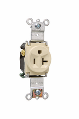 Pass & Seymour 5361I Single Receptacle, HD Spec Grade, 20A 125V, Back & Side Wired - Ivory