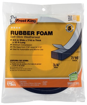 FROST KING Thermwell R734H Sponge Rubber Weatherstrip Tape 10 Ft