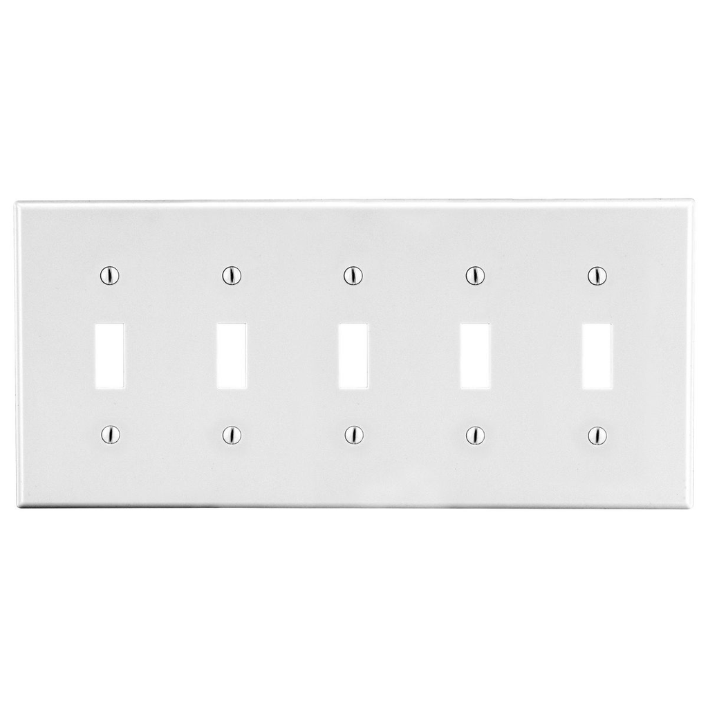 Hubbell Wiring Device-Kellems P5W HWDK P5W Wallplate 5-Gang 4.63 in L x 10.12 in W