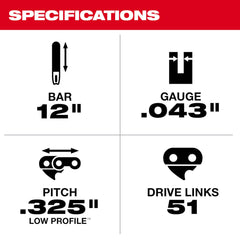 Milwaukee Tool 49-16-2743 12 Top Handle Chainsaw Guide Bar