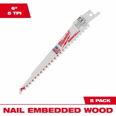 MILWAUKEE Milwaukee 48-00-5035 6in 5 Tpi Reciprocating Saw Blade 50 Pack