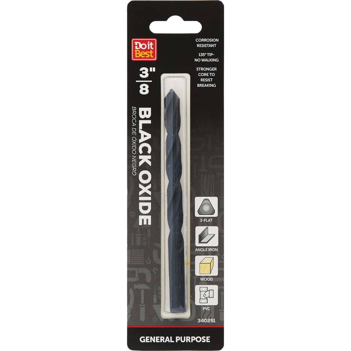 BSC PREFERRED Bsc Preferred QJDIB-DB-030 Black Oxide Drill Bit 3/8 in