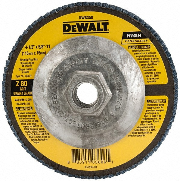 DEWALT Dewalt DW8358 Flap Disc 80 Grit Type 27 4.5 Inch