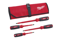 Milwaukee 48-22-2204 4-Piece 1000V Insulated Screwdriver Set w/ Roll Pouch