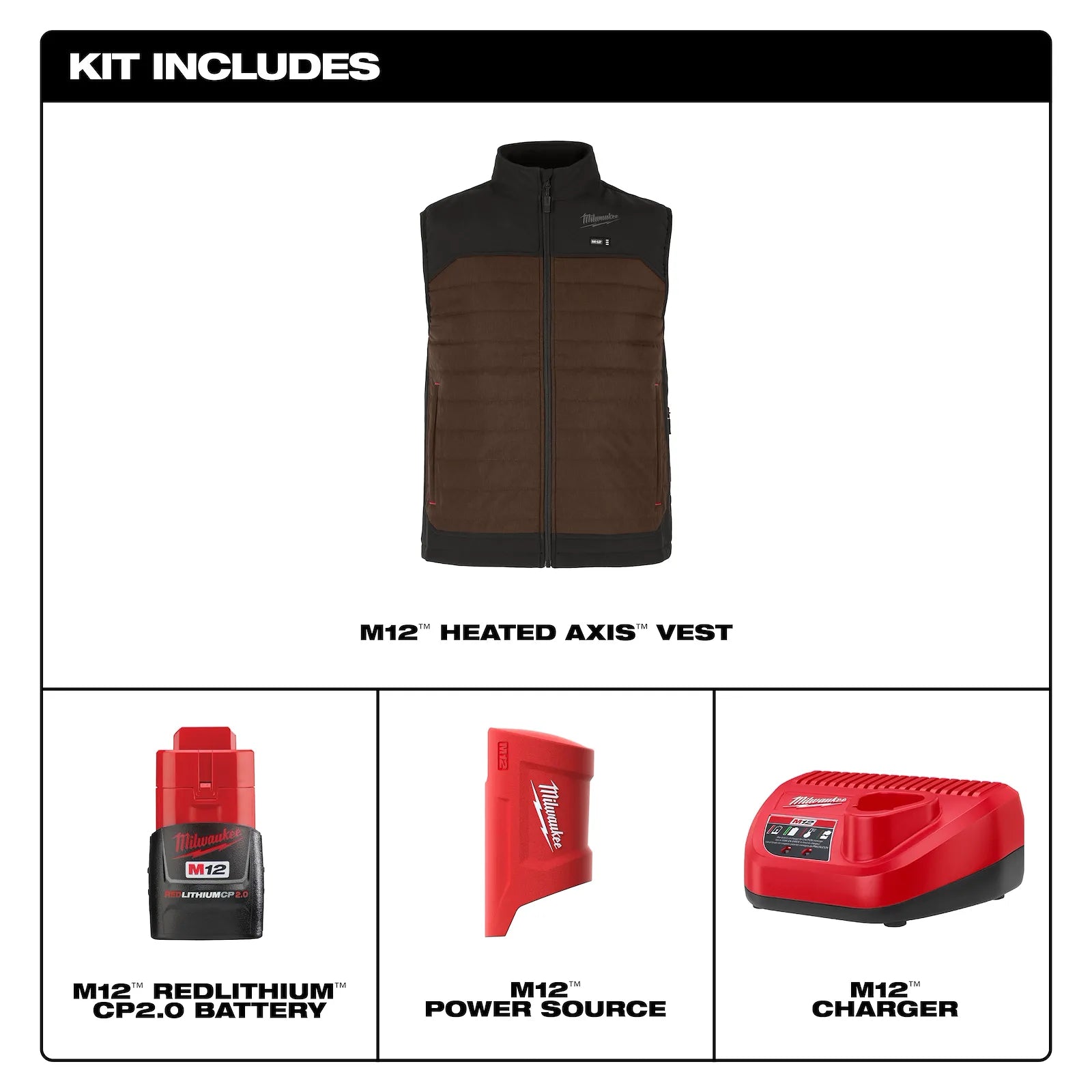 MILWAUKEE Milwaukee M300N-21M M12 Heated AXIS Vest Kit 12V (M) 38D763