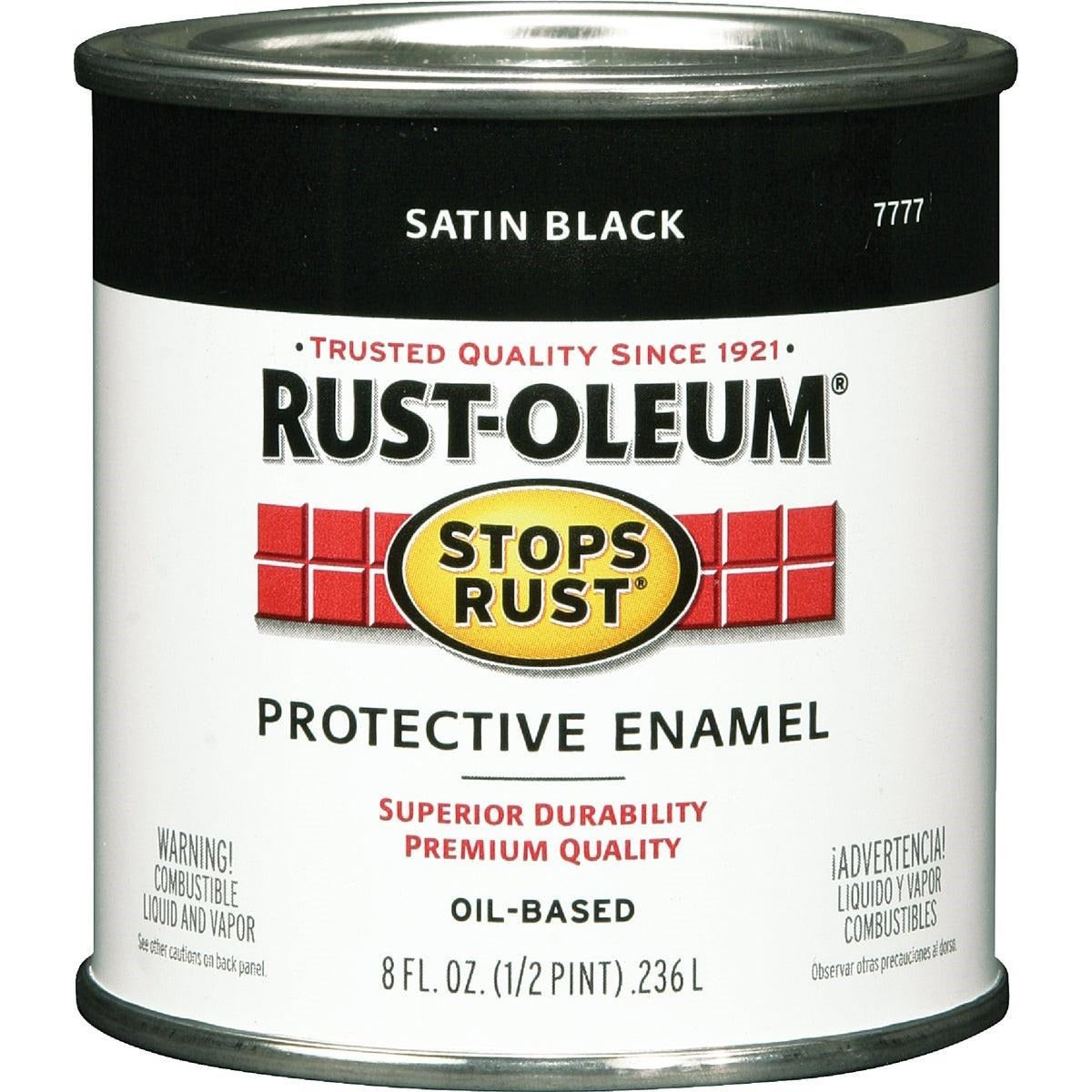 RUST-OLEUM RUST-OLEUM 7777730 Stops Rust Oil Based Satin Protective Rust Control Enamel Black 1/2 Pt