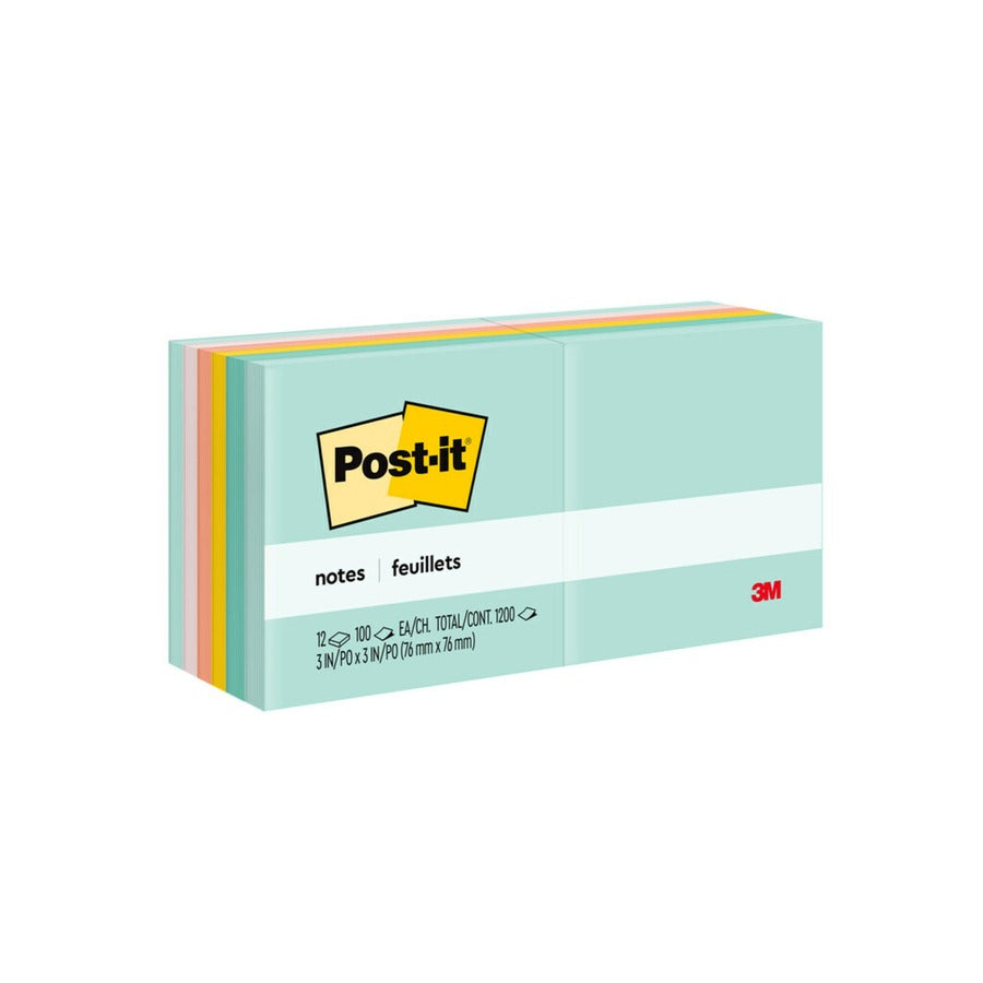 3M 3M MMM654AST Post-it Notes 3 inches x 3 inches Square 12/Pack